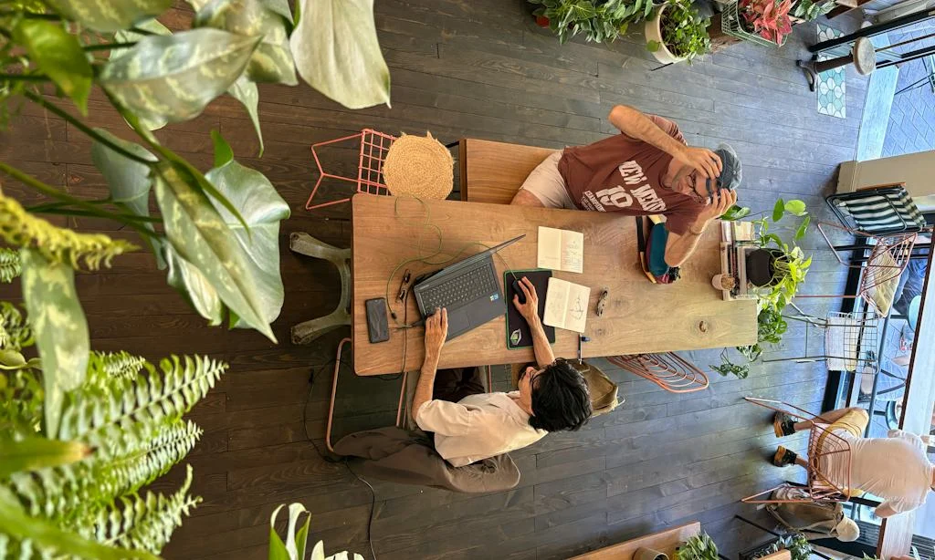 The studio table in Galata, seen from above